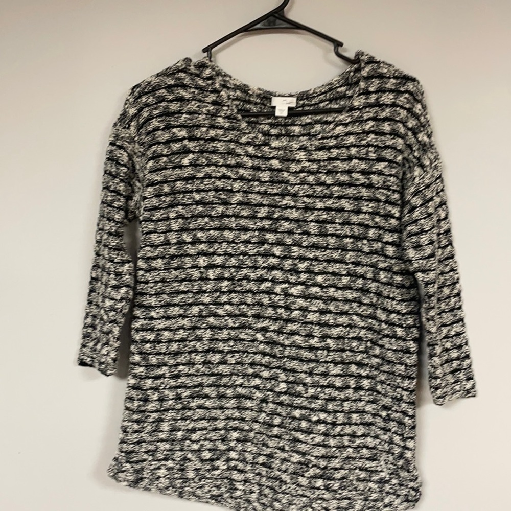 J. Jill black & white sweater, XS 3/4 sleeves